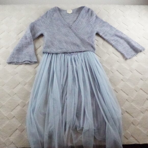 Anthropologie Maeve Sweater Tulle Pale Blue Midi Dress Womens Extra Large - Picture 3 of 13